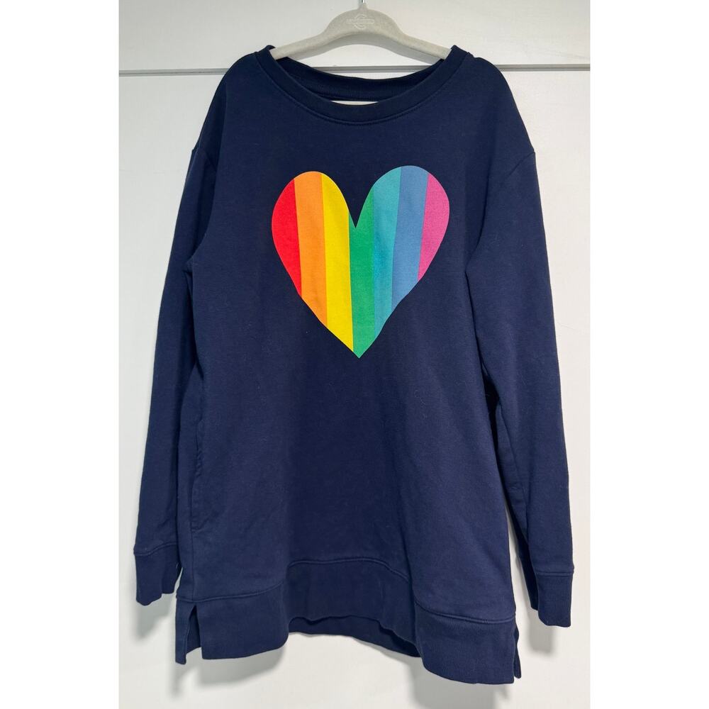 PRIMARY Cotton Lightweight Sweatshirt Rainbow Heart Size Kids 8-9